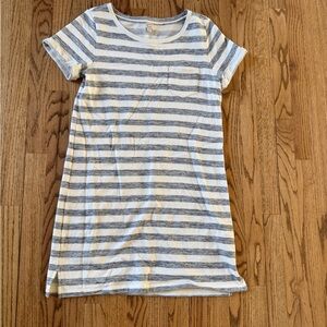 LOFT Gray and Cream Striped Dress